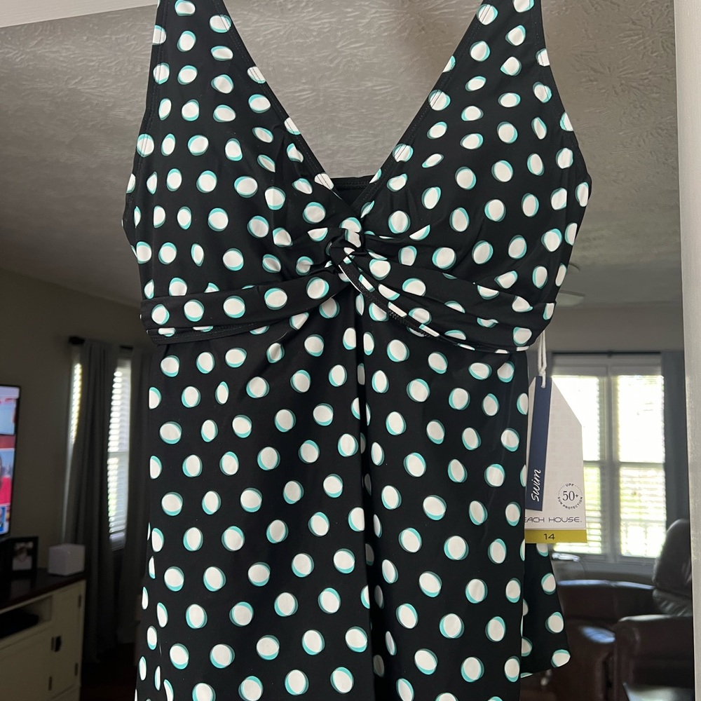 Beach house bathing suit black size 14